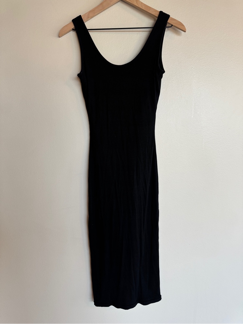 Black Built In Shapewear Midi Dress Scoop Neck Sleeveless Shaper Bodysuit Size M